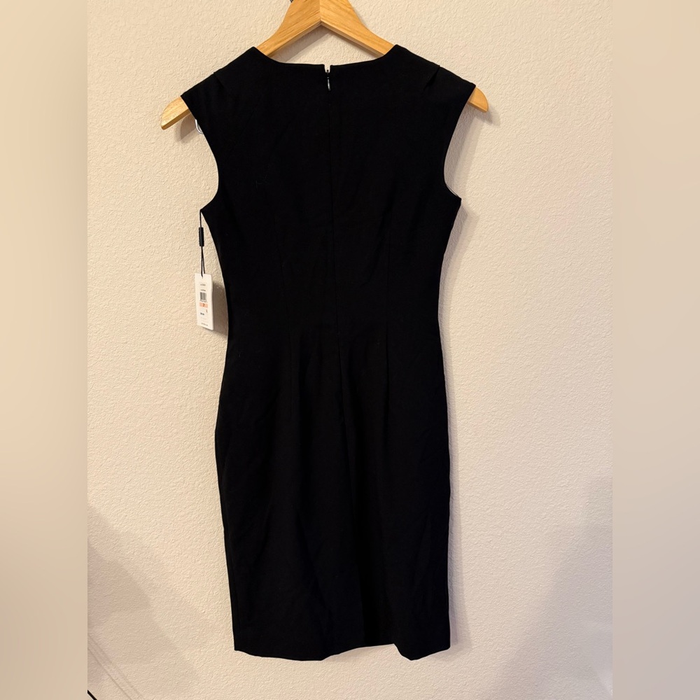 NWT Calvin Klein Cap Sleeve Black Bodycon Sheath Midi Dress Size 2P - Picture 5 of 10